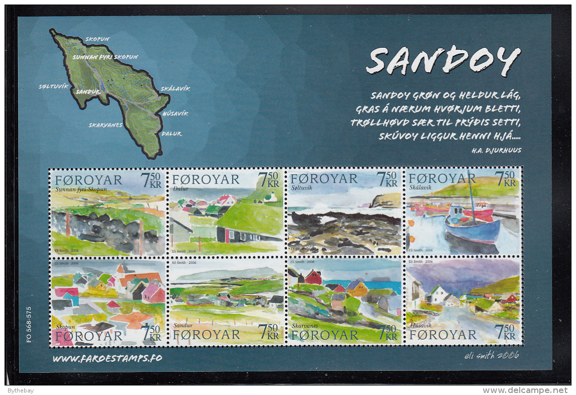 Faroe Islands 2006 MNH Sc #477 Sheet Of 8 Views Of Sandoy Island - Féroé (Iles)