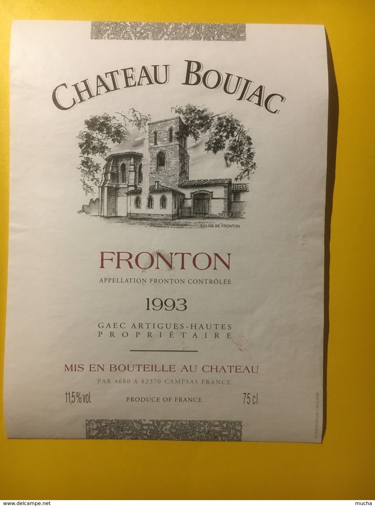 3479 - Château Boujac 1993 Fronton - Bordeaux