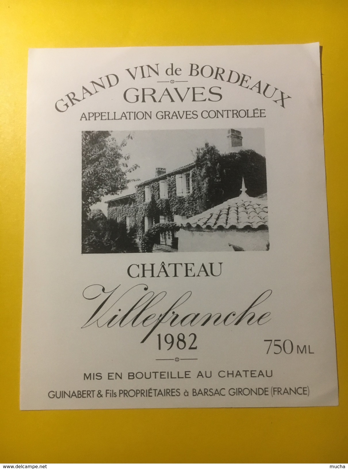 3484 - Château Villefranche 1982  Graves - Bordeaux