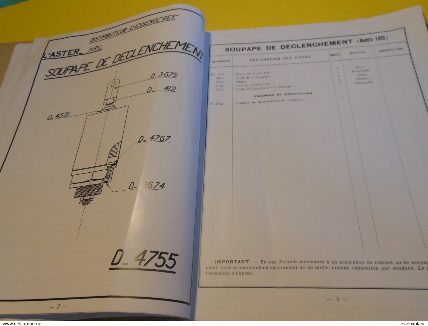 Catalogue/ASTER/Distributeurs Essence Semi-automatiques CEX/Piéces Détachées  Ensembles De Piéces/IVRY/1930-31    CAT176 - Advertising