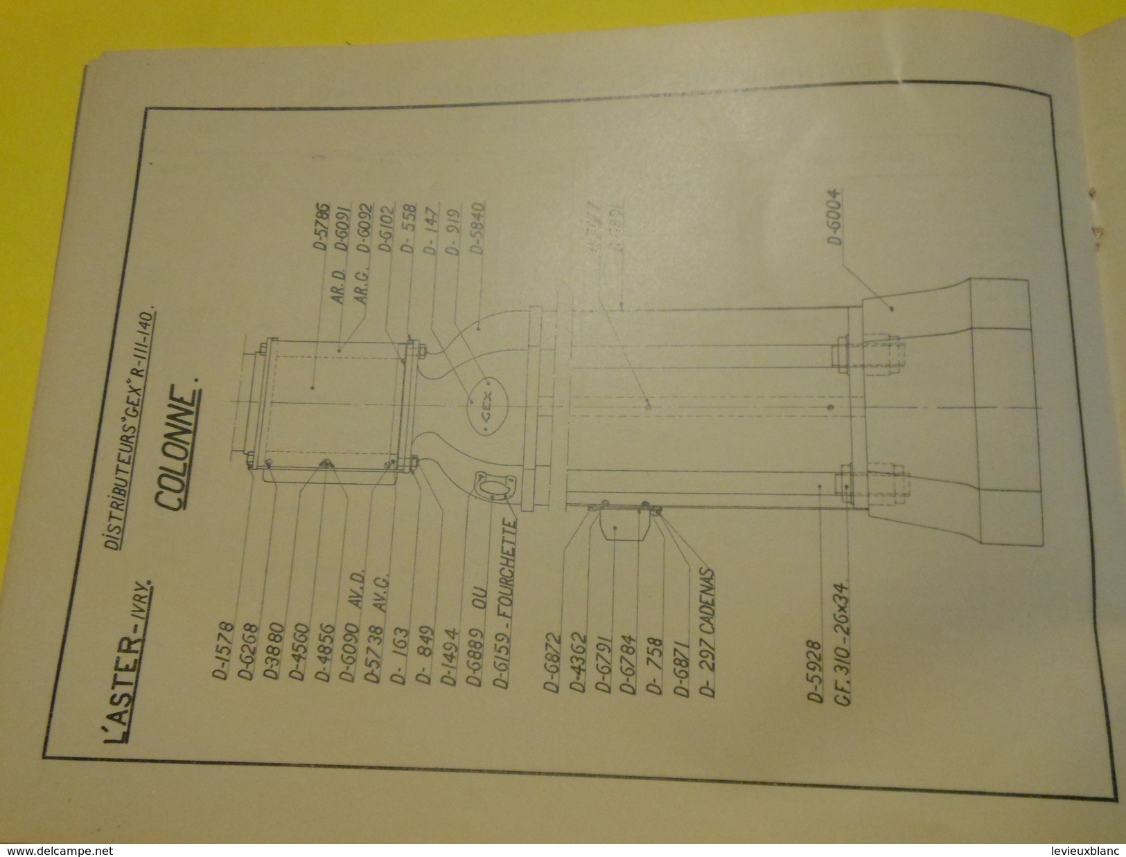 Catalogue/ASTER/Distributeurs d'Essence automatiques CEX/ Piéces détachées  ensembles de piéces/IVRY/1930-35     CAT177