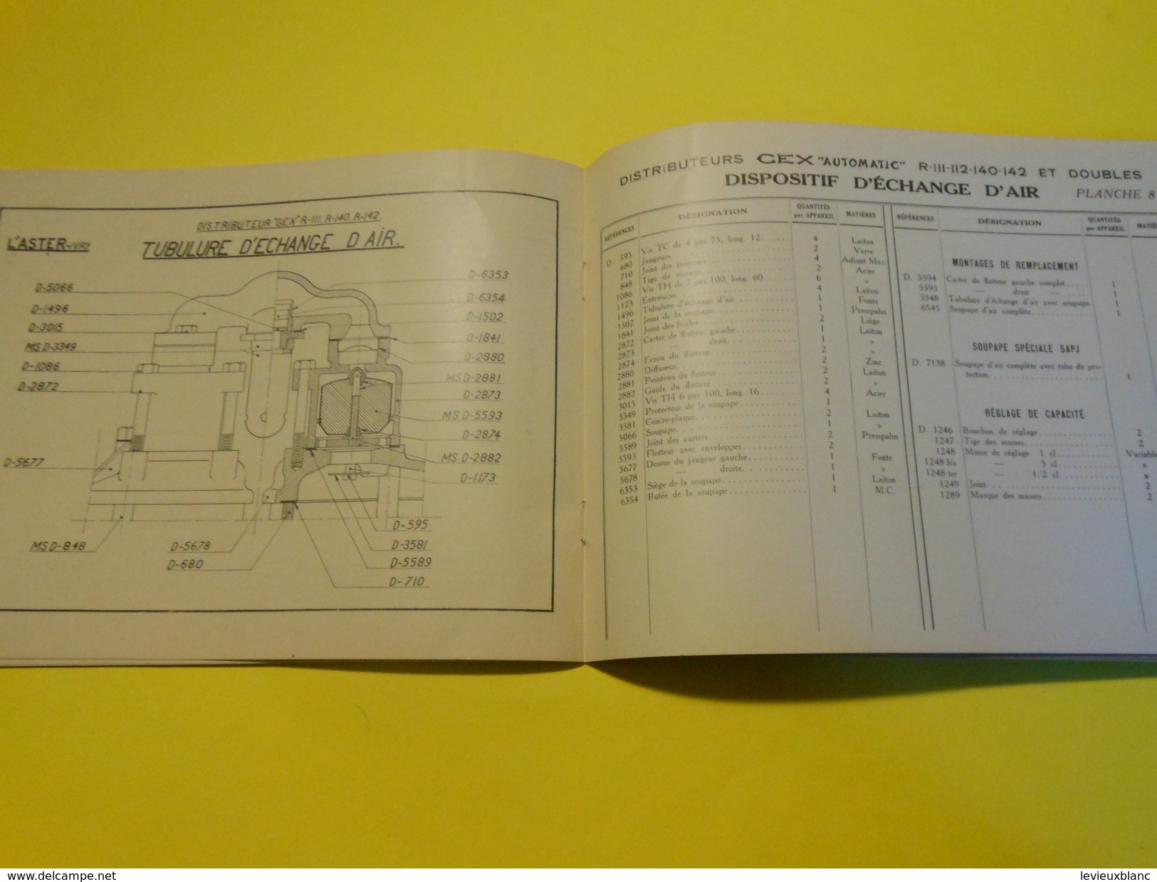 Catalogue/ASTER/Distributeurs d'Essence automatiques CEX/ Piéces détachées  ensembles de piéces/IVRY/1930-35     CAT177