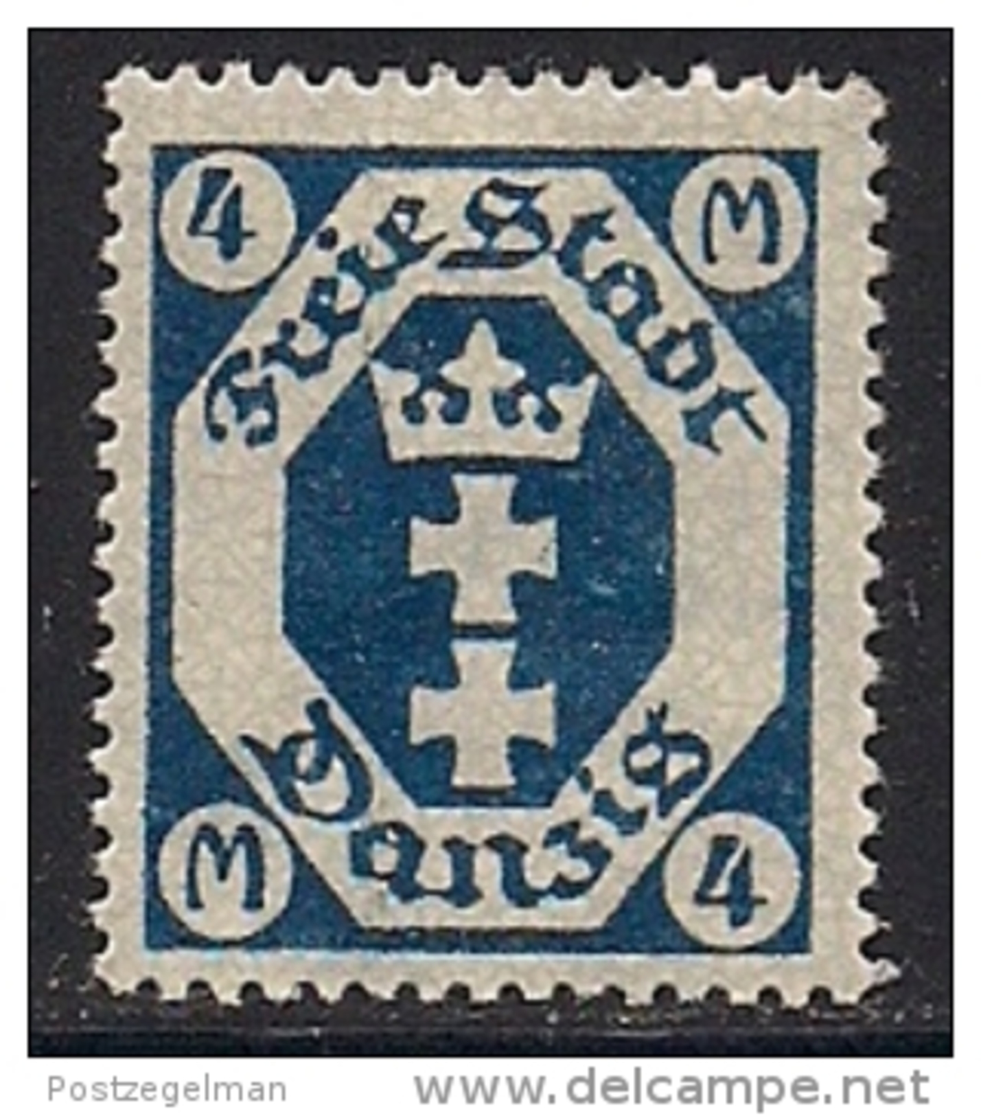 GERMANY, DANZIG,  1922, Hinged Stamp(s) , Small Coat Of Arms 4 Mark  MI 98 #13305 - Unused Stamps