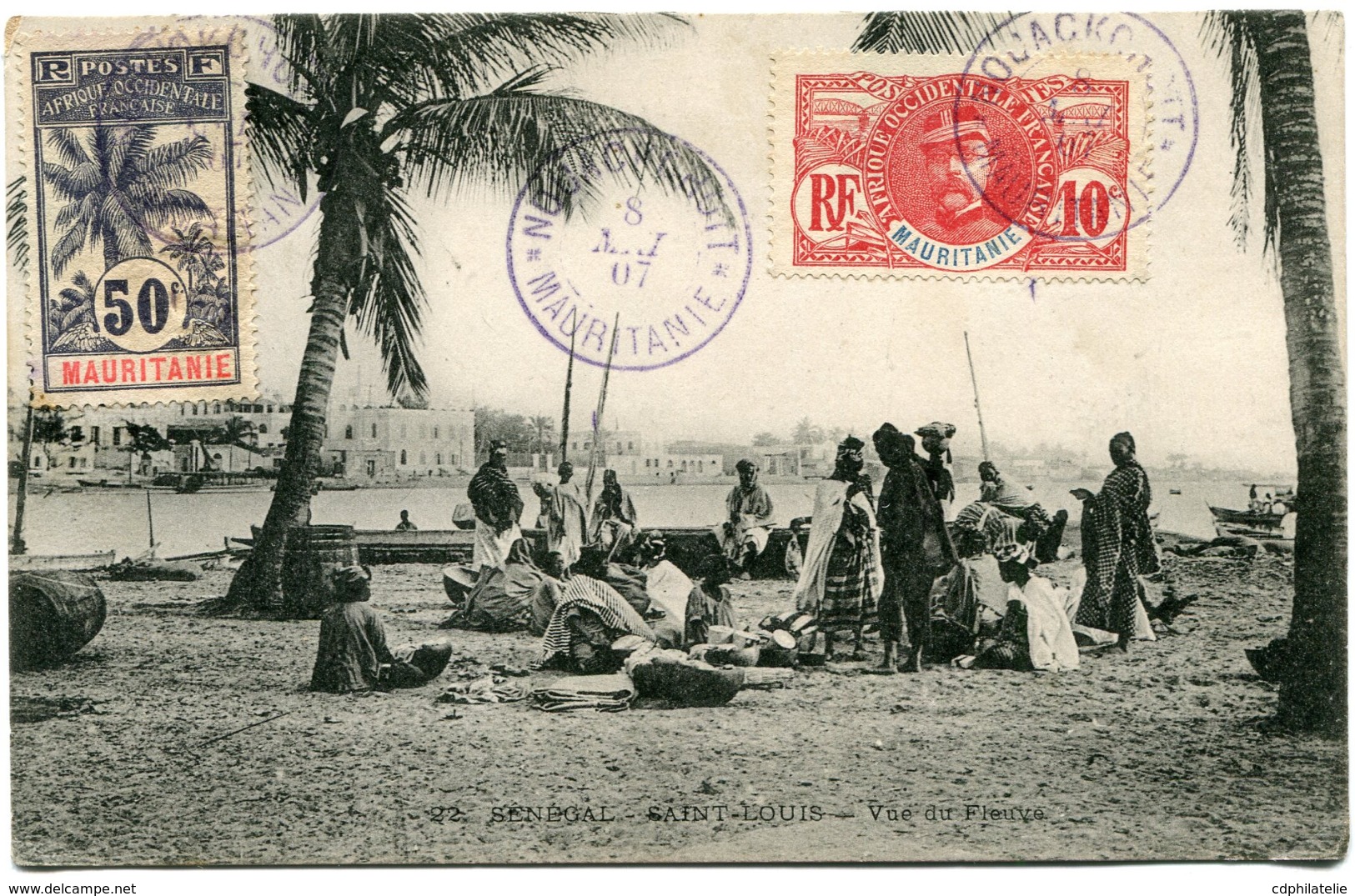 MAURITANIE CARTE POSTALE AVEC AFFR. TIMBRES SERIE "PALMIERS" DEPART NOUAKCHOTT 8 MAI 07 MAURITANIE POUR LA FRANCE - Lettres & Documents