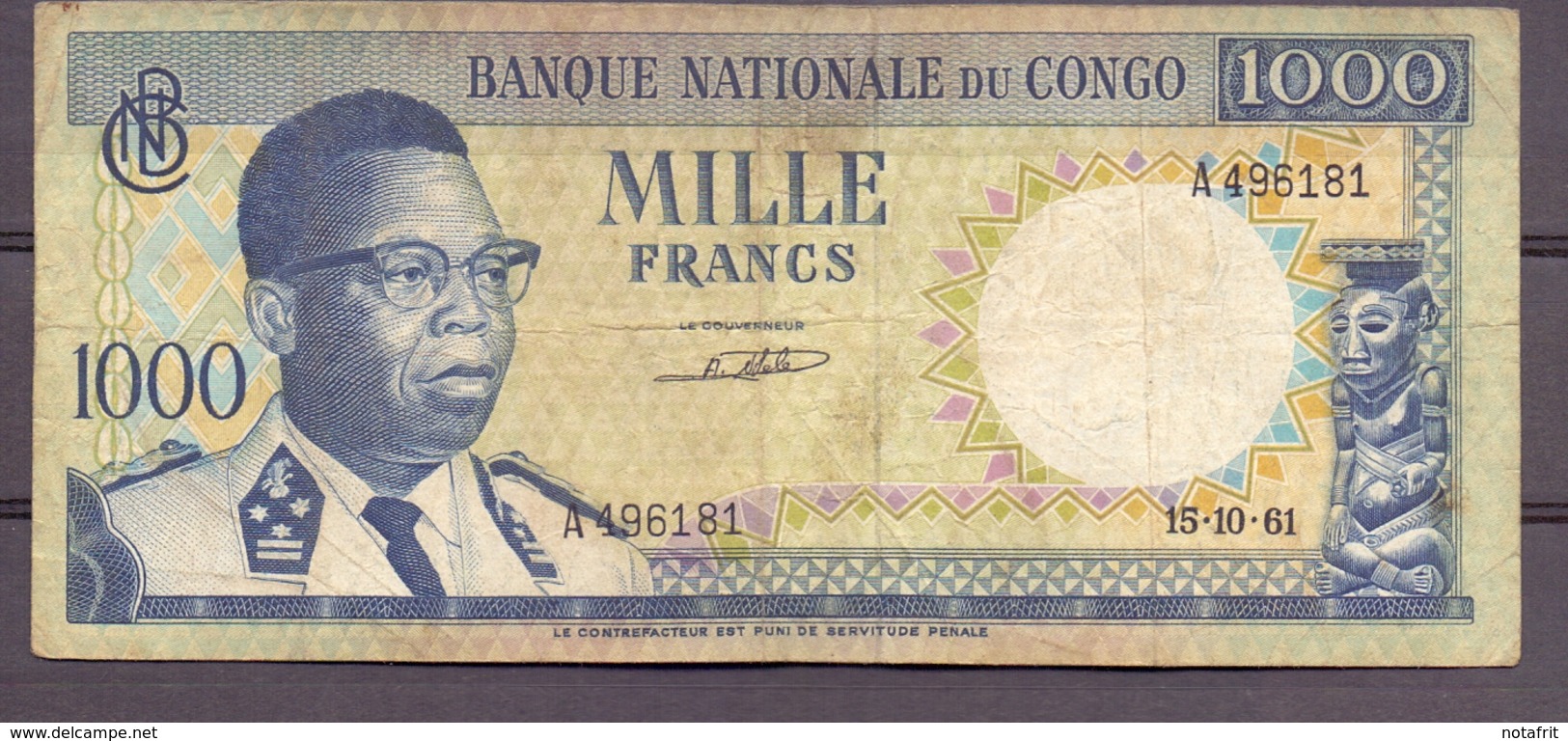 BC Belgian Congo Kongo   1000 Fr Kasavubu - Autres - Afrique