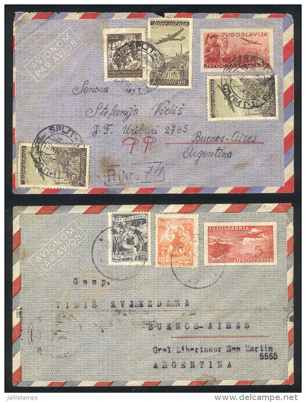 2 Airmail Covers Sent (circa 1949) To Argentina, Nice Postages! - Autres & Non Classés