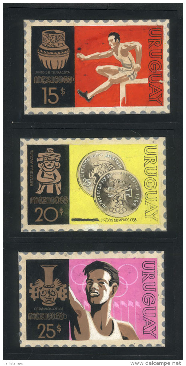 Sc.C344/6, Olympics Games Mexico 1969, 3 Unadopted Artist Designs By Angel Medina M., Size Approx. 75 X 50 Mm,... - Uruguay