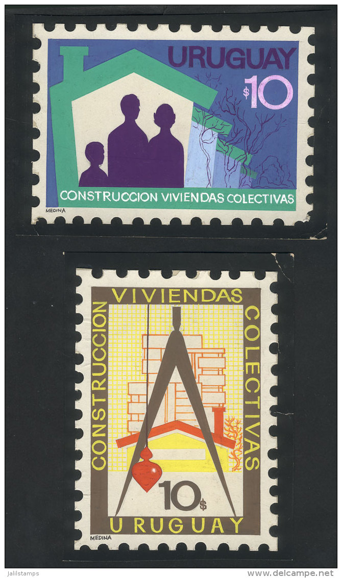 Sc.827, 1972 Housing Plan, 2 Unadopted Artist Designs By Angel Medina M., Size Approx. 125 X 90 Mm, Excellent... - Uruguay