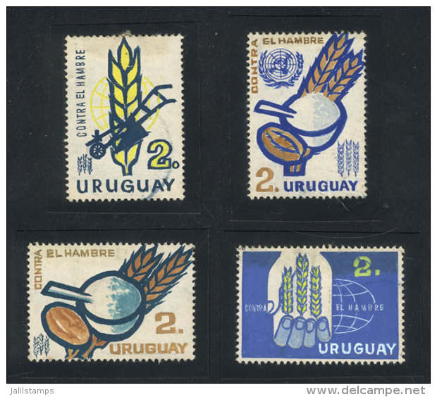 Sc.700/701, 1963 Fight Against Hunger, 4 Unadopted Artist Designs By Angel Medina M., Size Approx. 32 X 44 Mm,... - Uruguay