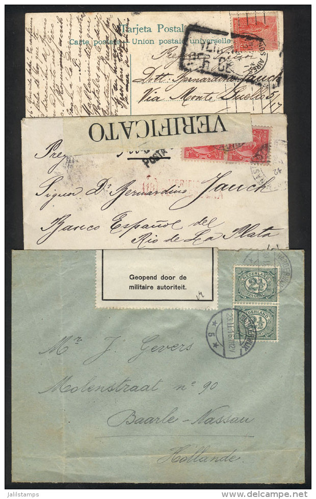 3 Covers Or Cards Sent To Italy In 1915/6, All CENSORED - Autres & Non Classés