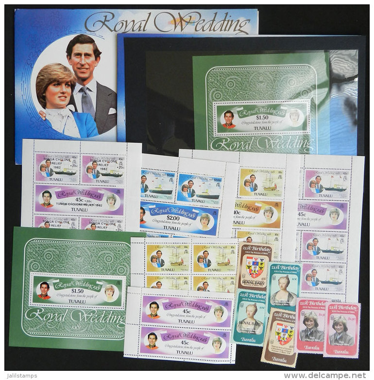 LADY DI: Lot Of Sets And Souvenir Sheets + Mini-sheets + The Set And The S.sheets In Presentation Packs, All MNH... - Tuvalu