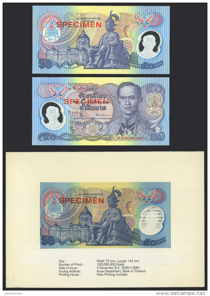 Banknote Of 50 Bahts Issued In 1996, With Red SPECIMEN Overprint (in English, NOT In Thai As Is Usually Seen In... - Thaïlande