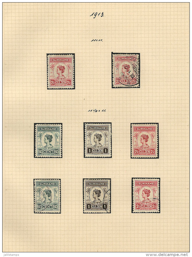 Collection Of Stamps Issued Between 1913 And 1938 On Album Pages, Including Mint And Used Stamps And Sets, And Many... - Surinam