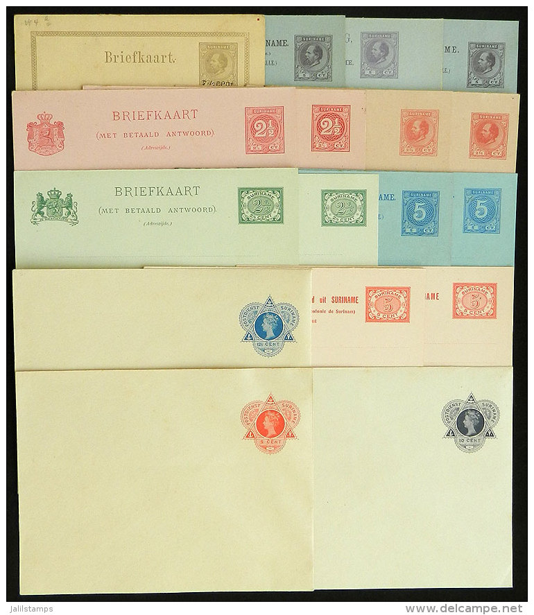 17 Old Unused Postal Stationeries, All Different, Fine To Excellent Quality, 7 Are Postal Cards With Paid Reply... - Surinam