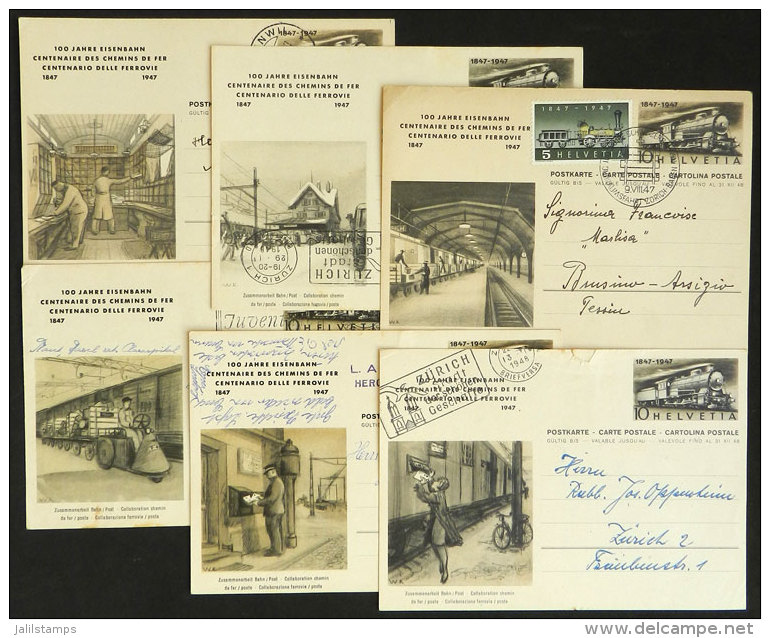 6 Postal Cards Commemorating The Railways Centenary, With Nice Illustrations On Front (all Different), Used Between... - Other & Unclassified