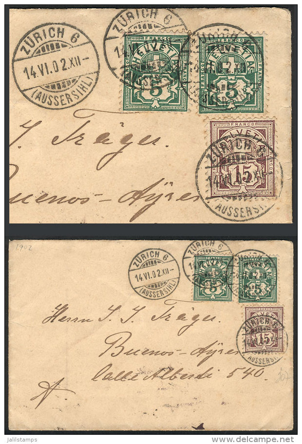 Cover Sent From Z&uuml;rich To Buenos Aires On 14/JUN/1902 Franked With 25c., VF Quality! - Autres & Non Classés