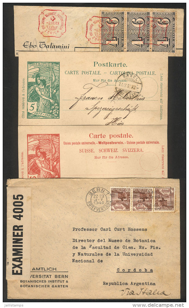 Lot With: 5r. Postal Card Used On 27/SE/1900 + Unused 10r. Postal Card + Cover Sent To Argentina On 3/MAY/1940... - Autres & Non Classés