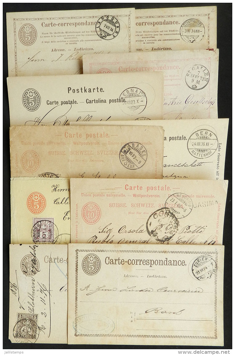 8 Postal Cards + 1 Wrapper Used Between 1873 And 1906, With Some Interesting Postmarks, For Example: Schaffhausen,... - Autres & Non Classés