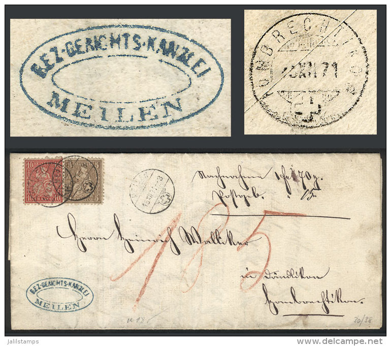 Entire Letter Sent From MEILEN To HOMBRECHTIKON On 15/DE/1871 Franked With 15c., Nice Cancels, VF Quality! - Autres & Non Classés