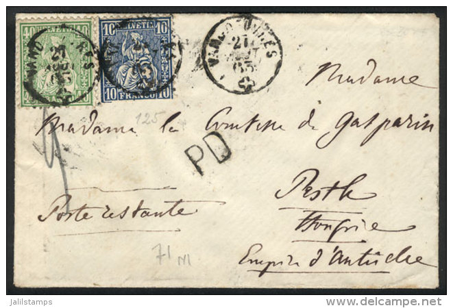 Cover Sent From WANDOUCHRES To Pest (Hungary) On 27/AU/1863 Franked With 50c., VF Quality, Interesting! - Other & Unclassified