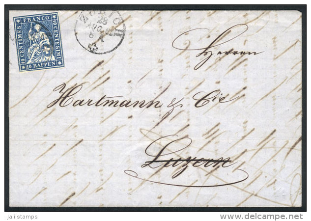 Entire Letter Sent From Z&uuml;rich To Luzern On 28/AU/1862 Franked With 10r., VF Quality! - Autres & Non Classés