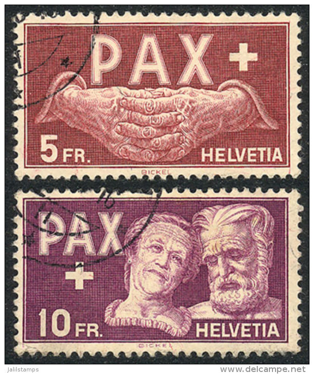 Sc.304/305, 1945 Peace 5Fr. And 10Fr., High Values Of The Set, Used Lightly Cancelled, Excellent Quality, Catalog... - Autres & Non Classés