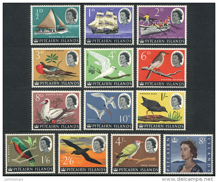 Sc.39/51, 1964/5 Ships And Birds, Complete Set Of 13 Unmounted Values, Excellent Quality, Catalog Value US$28.85 - Pitcairn