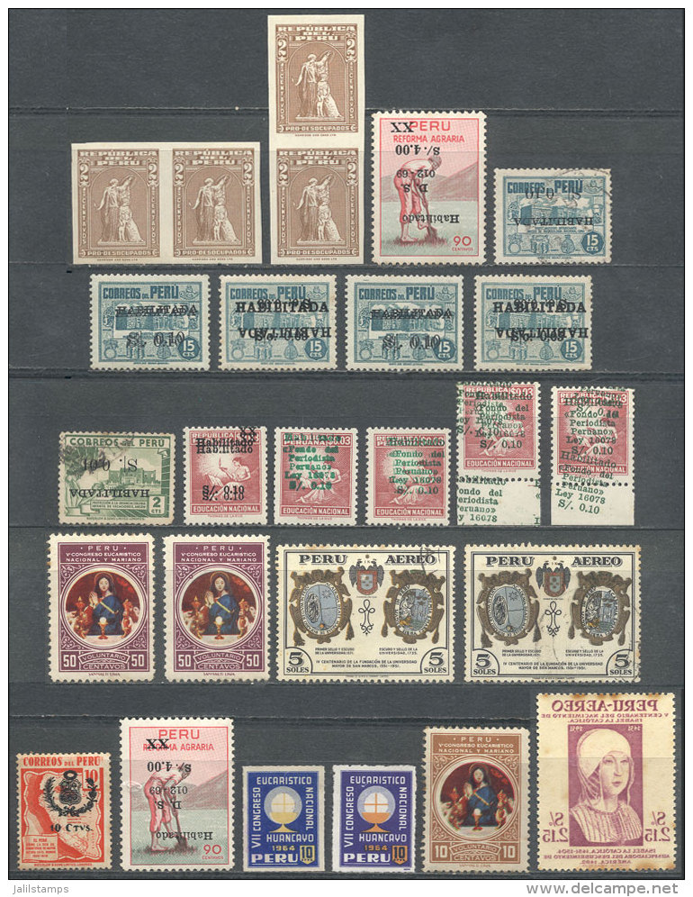 LOT OF VARIETIES: Imperforate Pairs, Overprint Varieties, Etc., Fine Quality, Most Of Fine To VF Quality (only A... - Pérou