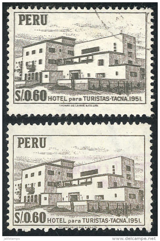 Sc.487, 1962 60c. Tourist Hotel In Tacna, With Variety: DOUBLE IMPRESSION, VF Quality, Along A Normal Example For... - Pérou