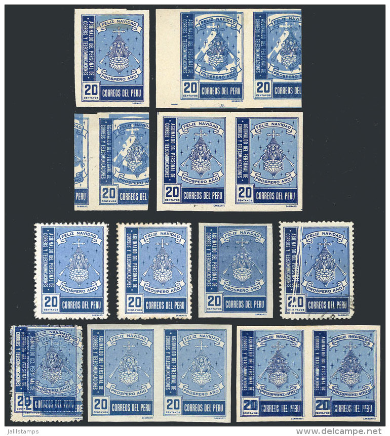 Sc.481, 1961 20c. Christmas, Lot Of VARIETIES And PROOFS: Imperforate Pair (with Gum), Imperforate Proofs (and With... - Pérou