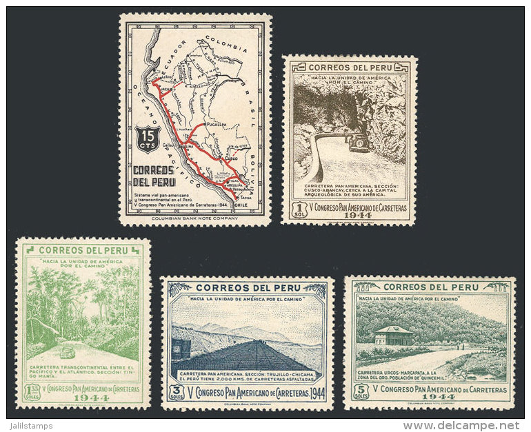 Sc.420/424, 1947 First National Congress Of Tourism, Complete Set Of 5 Values WITHOUT OVERPRINT, The Set Was... - Pérou