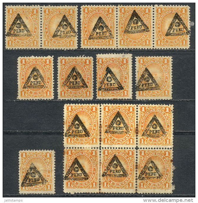 Sc.65, 16 Mint Examples (most Without Gum Or With Defective Gum), Including A Strip Of 3 And A Block Of 6,... - Pérou