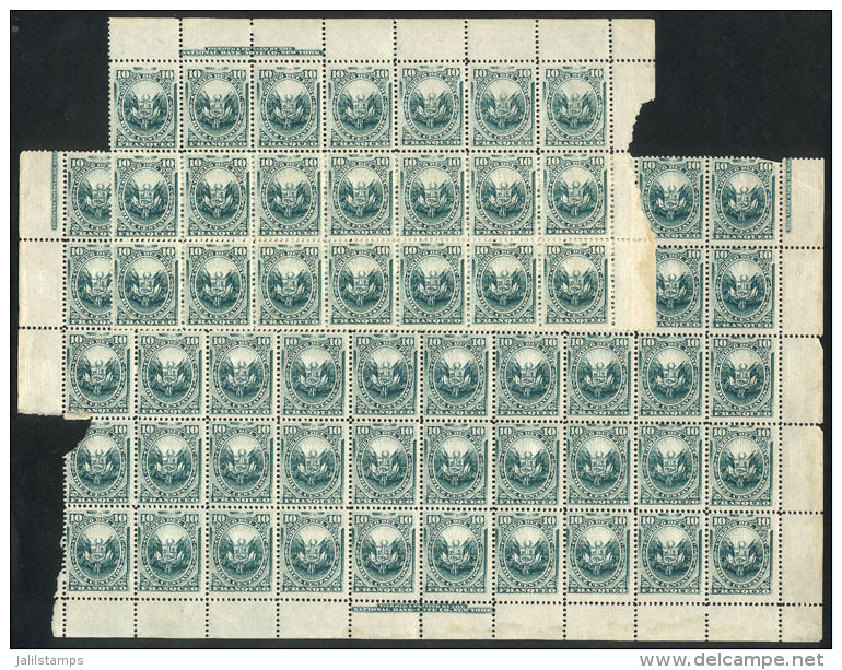 Sc.25, In Blocks Of 50 (1 Torn) And 21 Stamps, MNH, VF! - Pérou