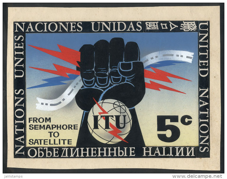 Sc.141, 1965 5c. Centenary Of ITU, Unadopted ARTIST DESIGN, By Angel Medina M. (of Uruguay), Size 230 X 160 Mm,... - Autres & Non Classés