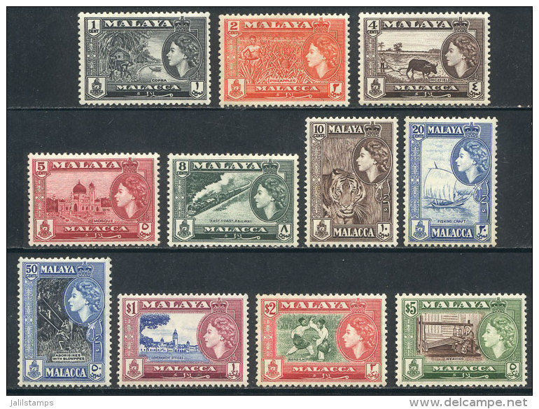 Sc.45/55, 1957 Animals, Ships, Trains, Sports And Other Topics, Complete Set Of 11 Unmounted Values, Excellent... - Malacca