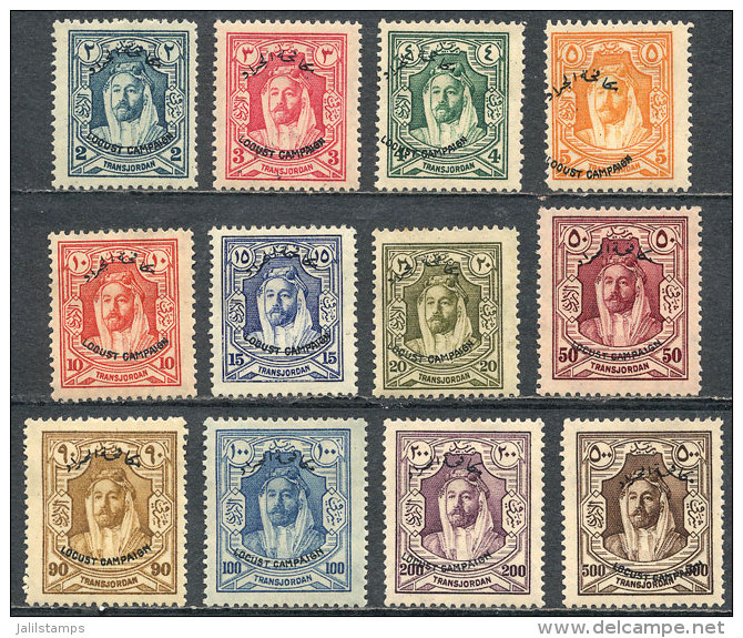 Sc.B1/B12, 1930 Locust, Cmpl. Set Of 12 Values With Overprint, Mint Lightly Hinged, Fine Quality, Catalog Value... - Jordanie