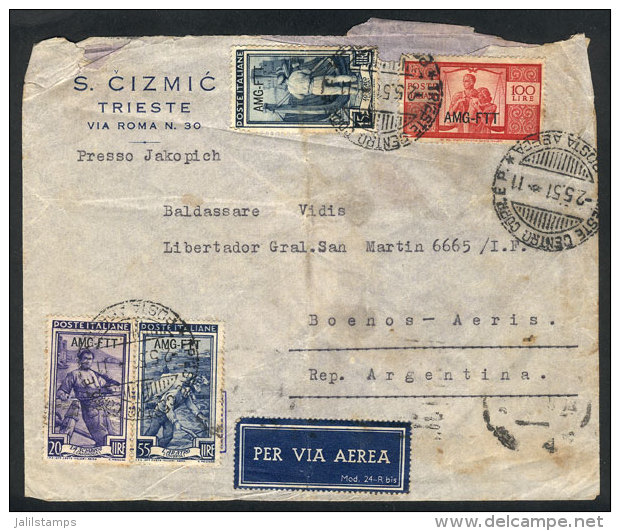 Airmail Cover Sent To Argentina On 2/MAY/1951 Franked With 190L., Minor Defects, Low Start! - Autres & Non Classés