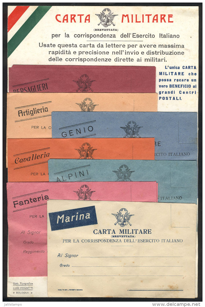 WORLD WAR I: Advertising Sheet Of Luigi Pongetti Printing House (Bologna) With Samples Of 7 "military Envelopes"... - Non Classés