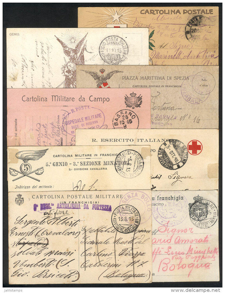 8 Cards Posted In 1915 With Military Free Frank, Very Nice And With Interesting Marks, Most Of Fine To VF Quality! - Non Classés