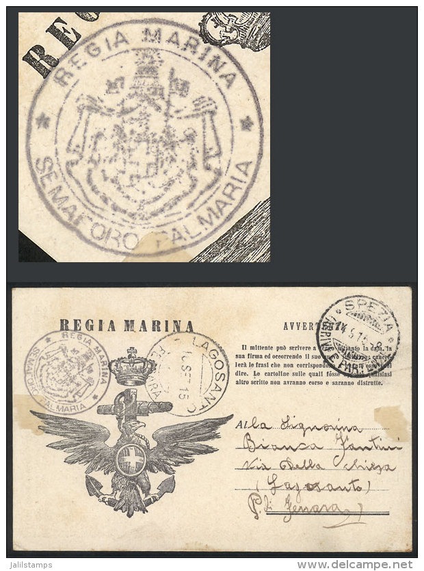 PALMARIA LIGHTHOUSE: Card For Corrrespondence With War Free Frank Of The Regia Marina, Sent From The Palmaria... - Non Classés