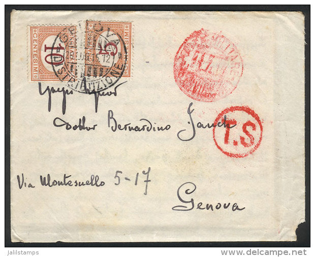 Cover (including The Original Letter) Sent To Genova On 11/JUL/1915, With Military Free Frank, By A Soldier On The... - Non Classés