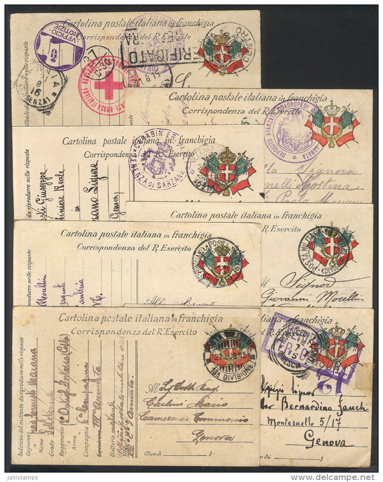 7 Cards For Correspondence Sent From The Front With Military Free Frank, Posted Between 1915 And 1916, Interesting... - Non Classés