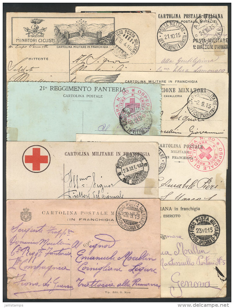 8 Cards Posted Between 1915 And 1916 With Military Free Frank, Very Nice And With Interesting Marks, Most Of Fine... - Non Classés