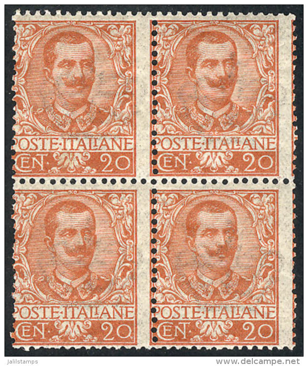 Yvert 68, 1901 20c. Orange, MNH Block Of 4, Very Fine Quality, Catalog Value Euros 150+ - Non Classés