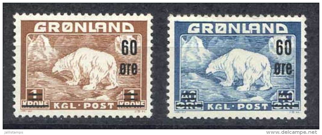 Yvert 28/29, Polar Bear, Set Of 2 Surcharged Values, Excellent Quality! - Autres & Non Classés