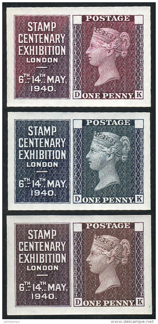 3 Proofs Of Cinderellas Or Stamps For The Stamp Centenary Exhibition Of London 1940, Printed By Waterlow &amp; Sons... - Cinderellas