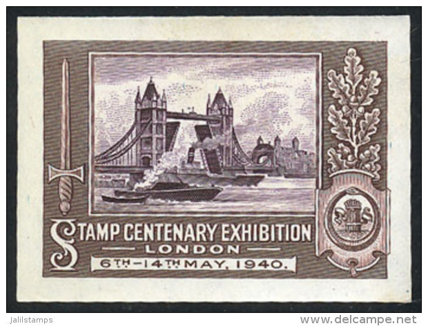 Proof Of Cinderella Or Stamp For The Stamp Centenary Exhibition Of London 1940, Printed By Waterlow &amp; Sons... - Cinderellas