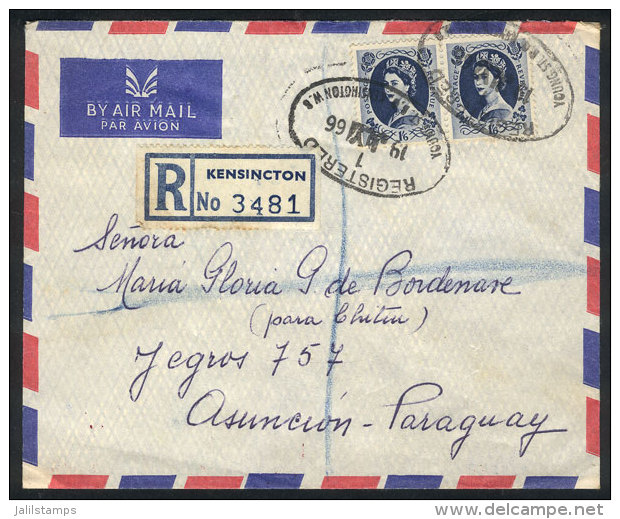 Registered Airmail Cover Sent From Kensincton To Paraguay On 19/MAY/1966, VF Quality! - Autres & Non Classés