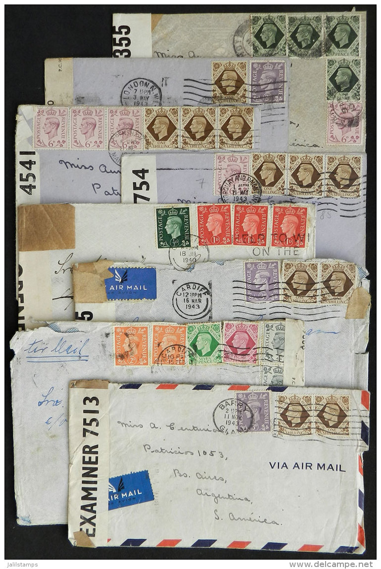 8 Covers Sent To Argentina In 1942/3, All Censored, Nice Postages, Most Of Fine Quality (2 Or 3 With Defects), Low... - Autres & Non Classés