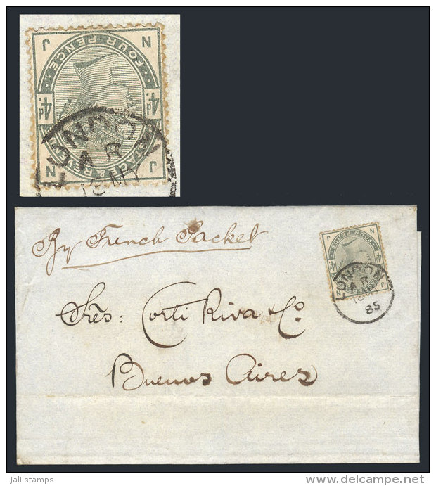 18/MAY/1885 LONDON - Buenos Aires: Folded Cover (endorsed "by French Packet") Franked By Scott 103 With Datestamp,... - Autres & Non Classés